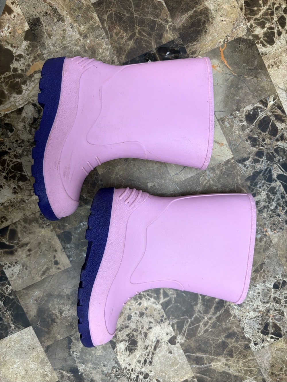 George Pink Kids Rain Boots with Navy Tread size 8